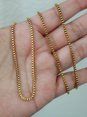2mm Box Chain Necklace 18k Gold Plated Stainless Steel